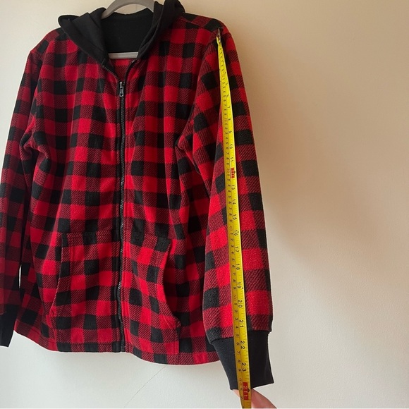 Nevada Men’s Buffalo Plaid Fleece Zip Hoodie Jacket Red Black Medium Warm Cozy - Picture 9 of 10